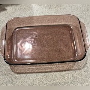 pyrex 13"X9" vintage cranberry manganese glass casserole baking dish cook wear